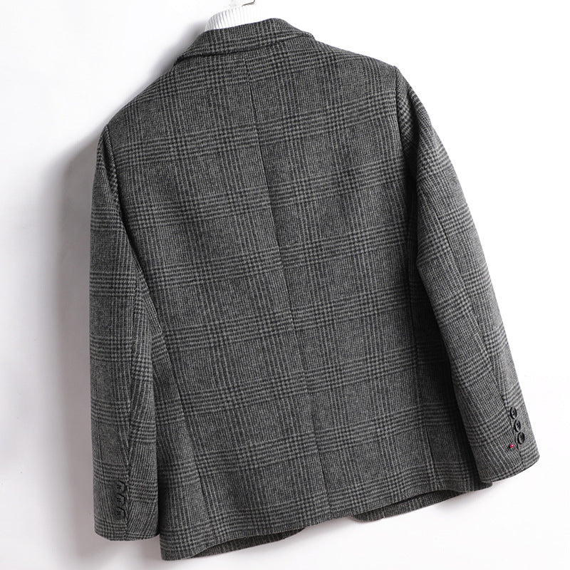 Men's Wool Blazer Notch Lapel Single Breasted