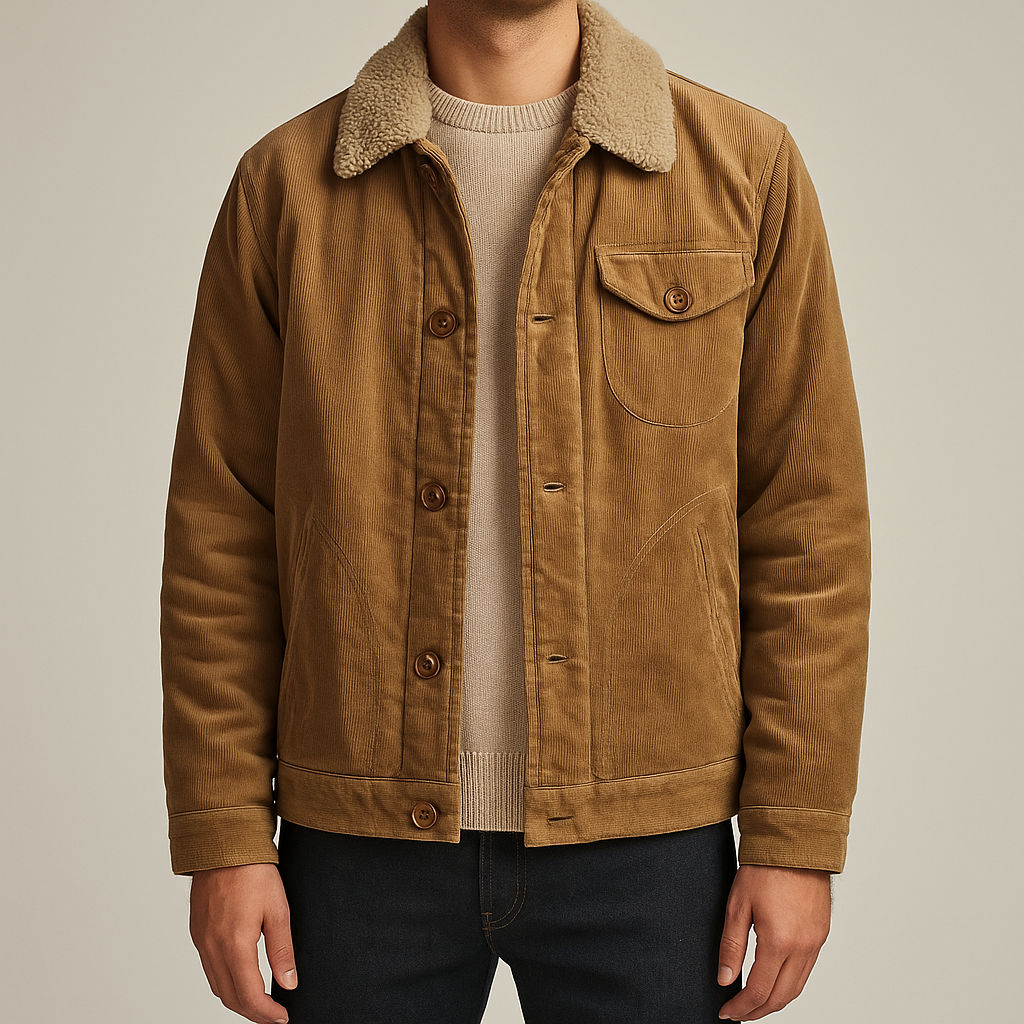 Oscar Sherpa Lined Trucker Jacket | Sherpa Collar Ribbed Trucker Jacket
