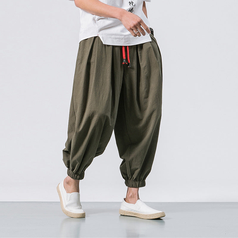Men's Cotton-Blend Ankle Cuff Drawstring Pants