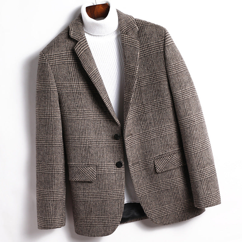 Men's Wool Blazer Notch Lapel Single Breasted