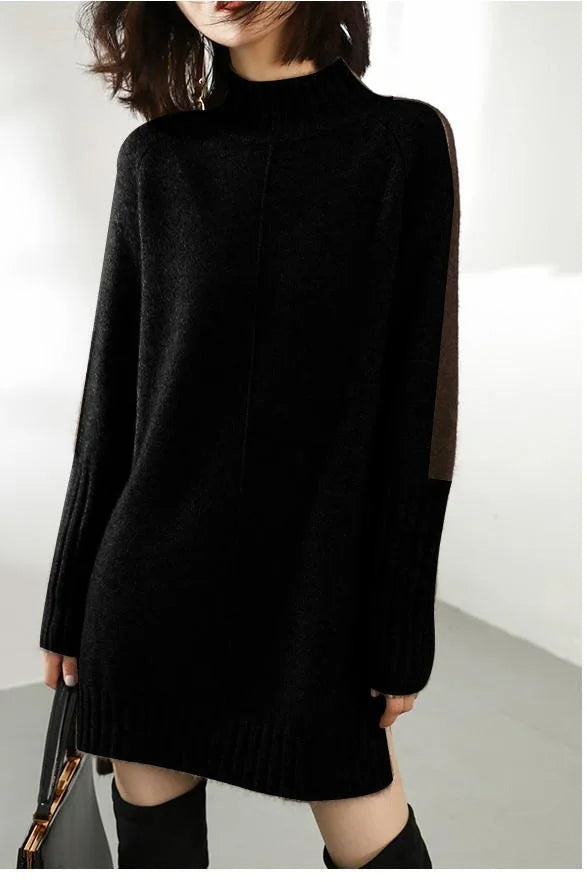 Isabella Relaxed Fit Sweater Dress | Turtleneck Long Sleeve Sweater Dress