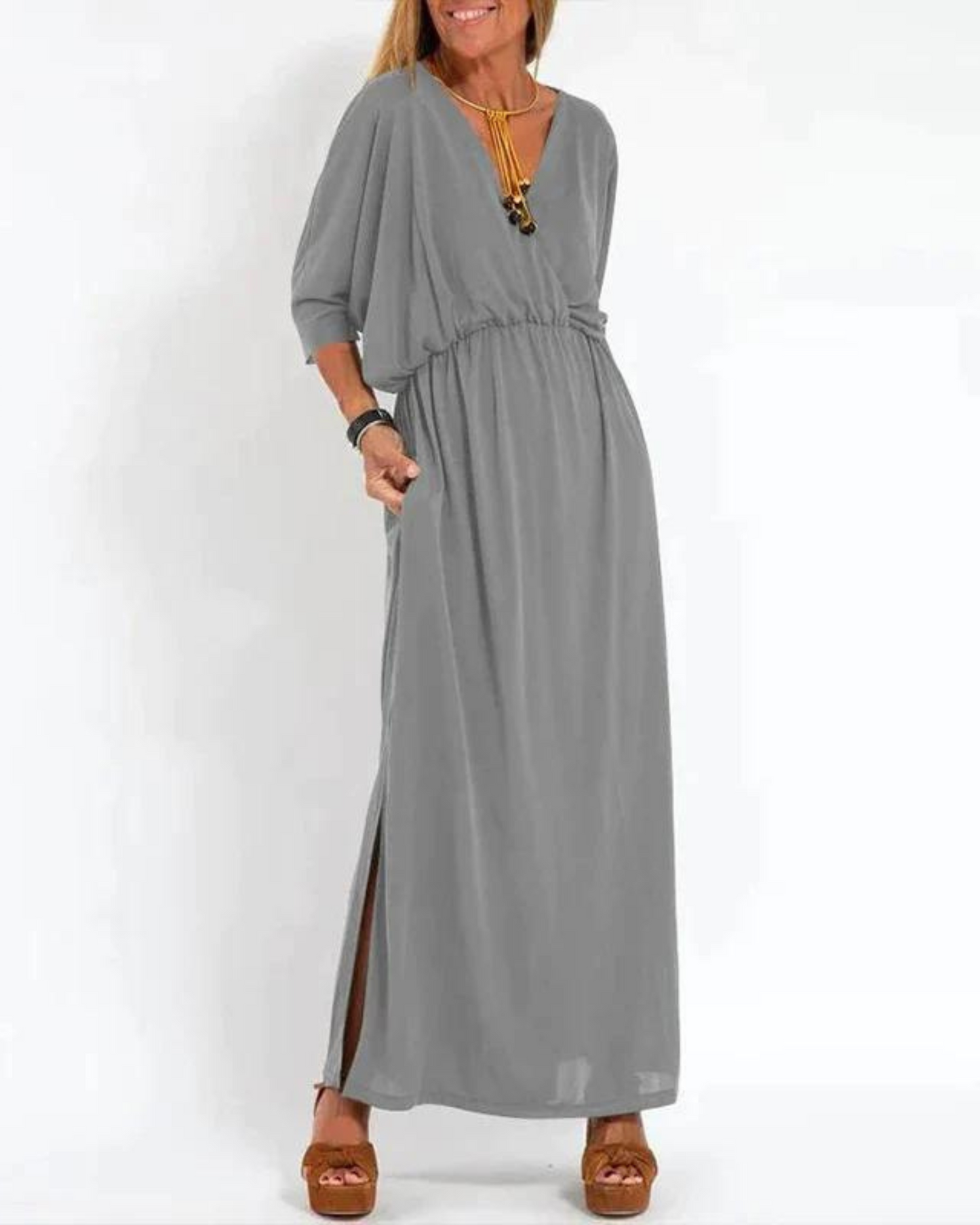 Relaxed Fit Wrap Front Maxi Dress for Women – Comfortable & Stylish Design