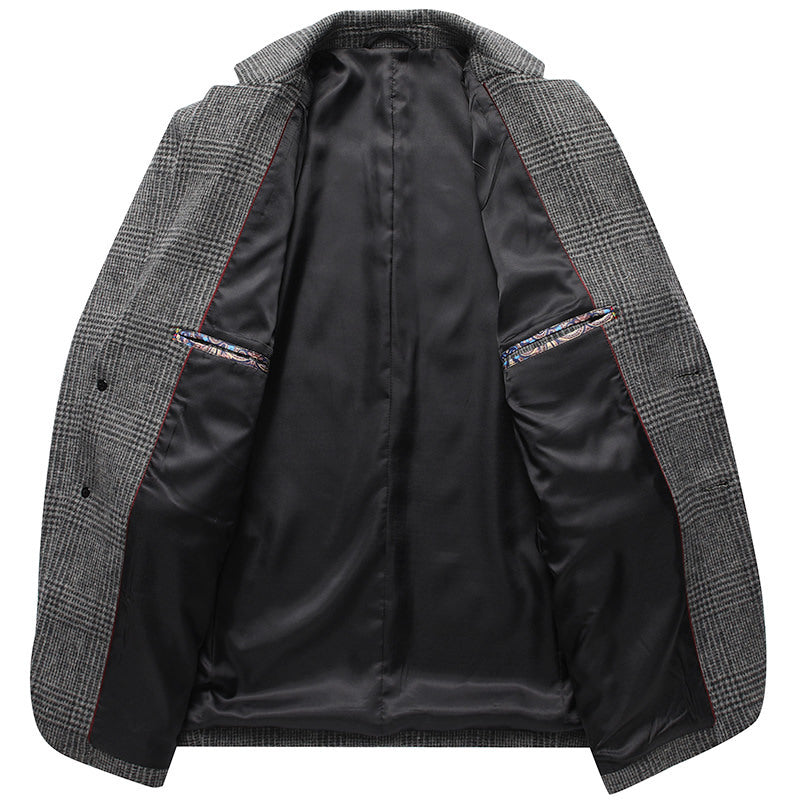 Men's Wool Blazer Notch Lapel Single Breasted