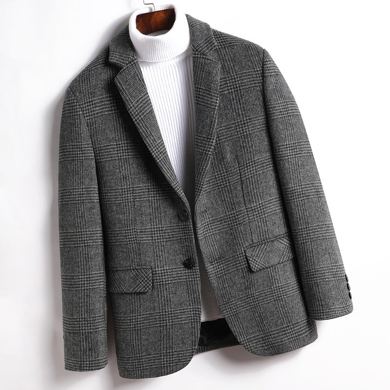 Men's Wool Blazer Notch Lapel Single Breasted