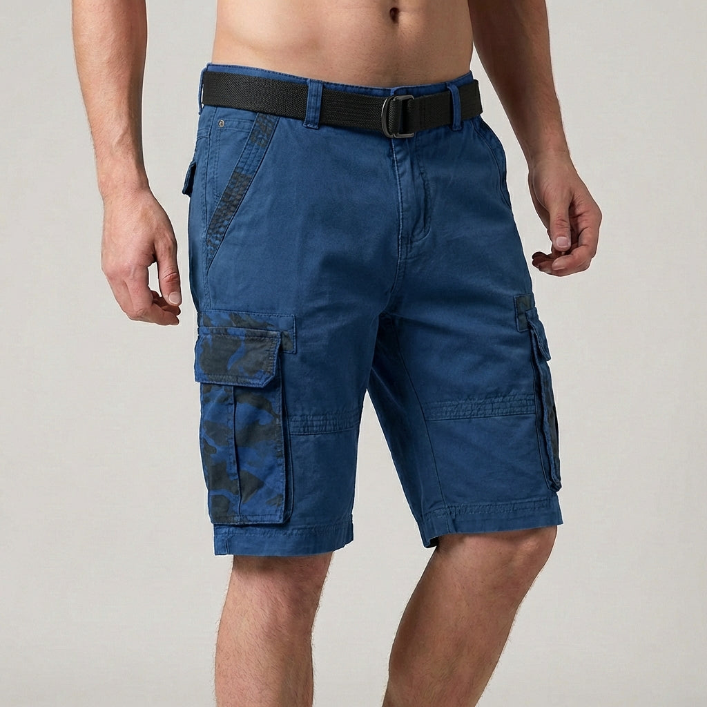 Relaxed Fit Belted Knee-Length Cargo Shorts for Men – Stylish Durable Comfort