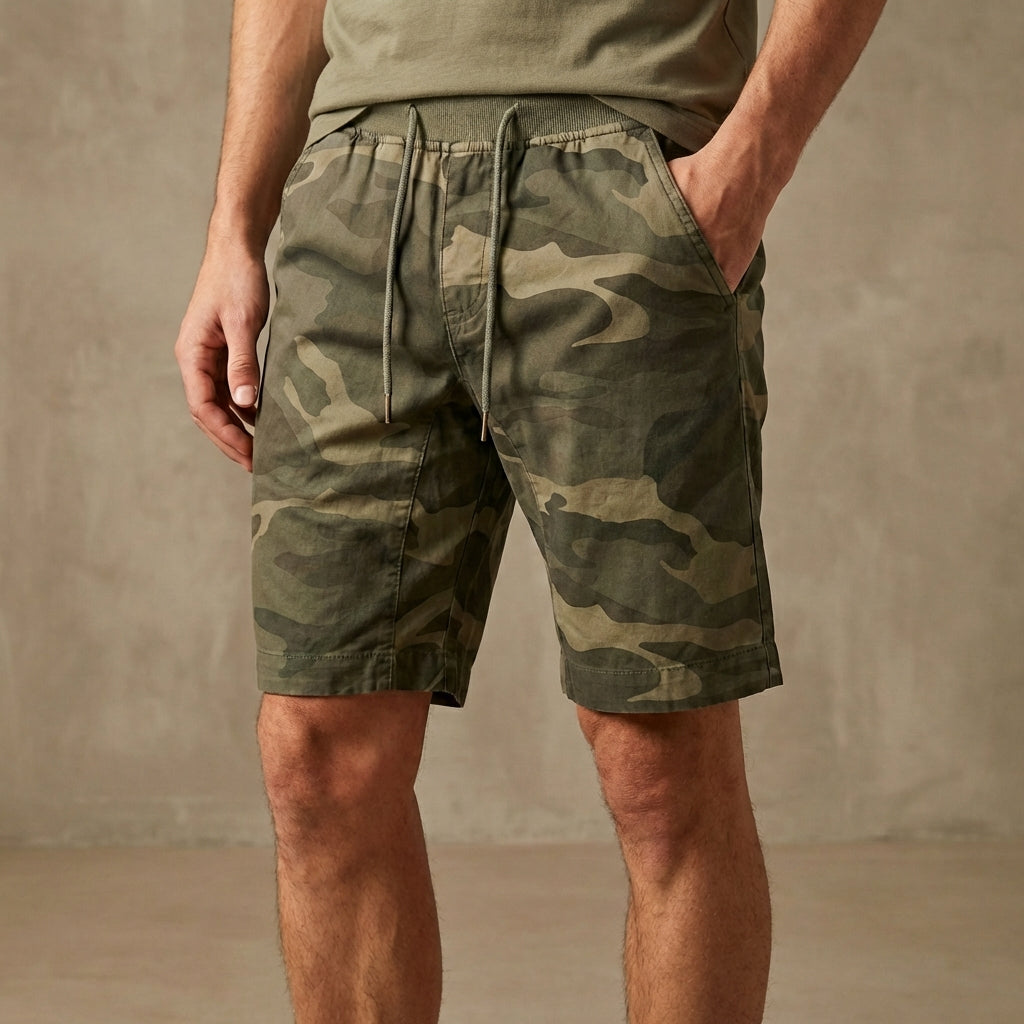 Relaxed Fit Camouflage Knee-Length Shorts for Men – Comfortable Casual Wear