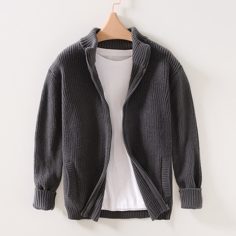 Oliver Relaxed Fit Cardigan | Ribbed Full-Zip Side Pockets Cardigan