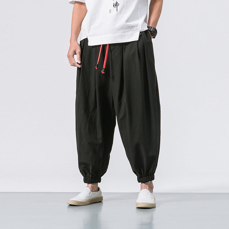 Men's Cotton-Blend Ankle Cuff Drawstring Pants