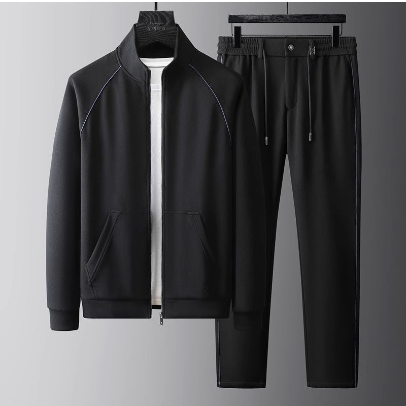 Men's Slim Stand Collar Zip Tracksuit Set