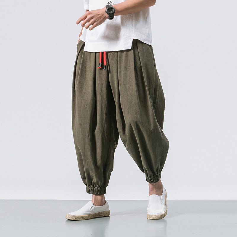 Men's Cotton-Blend Ankle Cuff Drawstring Pants