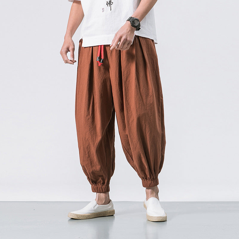 Men's Cotton-Blend Ankle Cuff Drawstring Pants