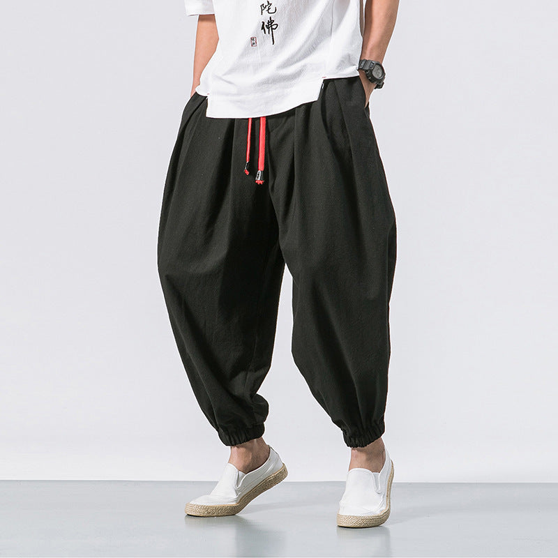 Men's Cotton-Blend Ankle Cuff Drawstring Pants