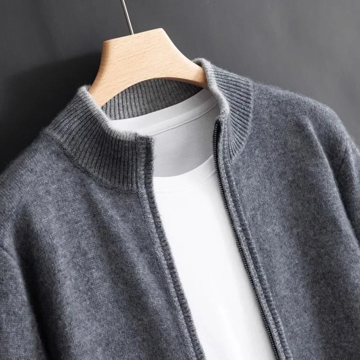 Arthur Regular Fit Cardigan | Stand Collar Zip Front Cardigan
