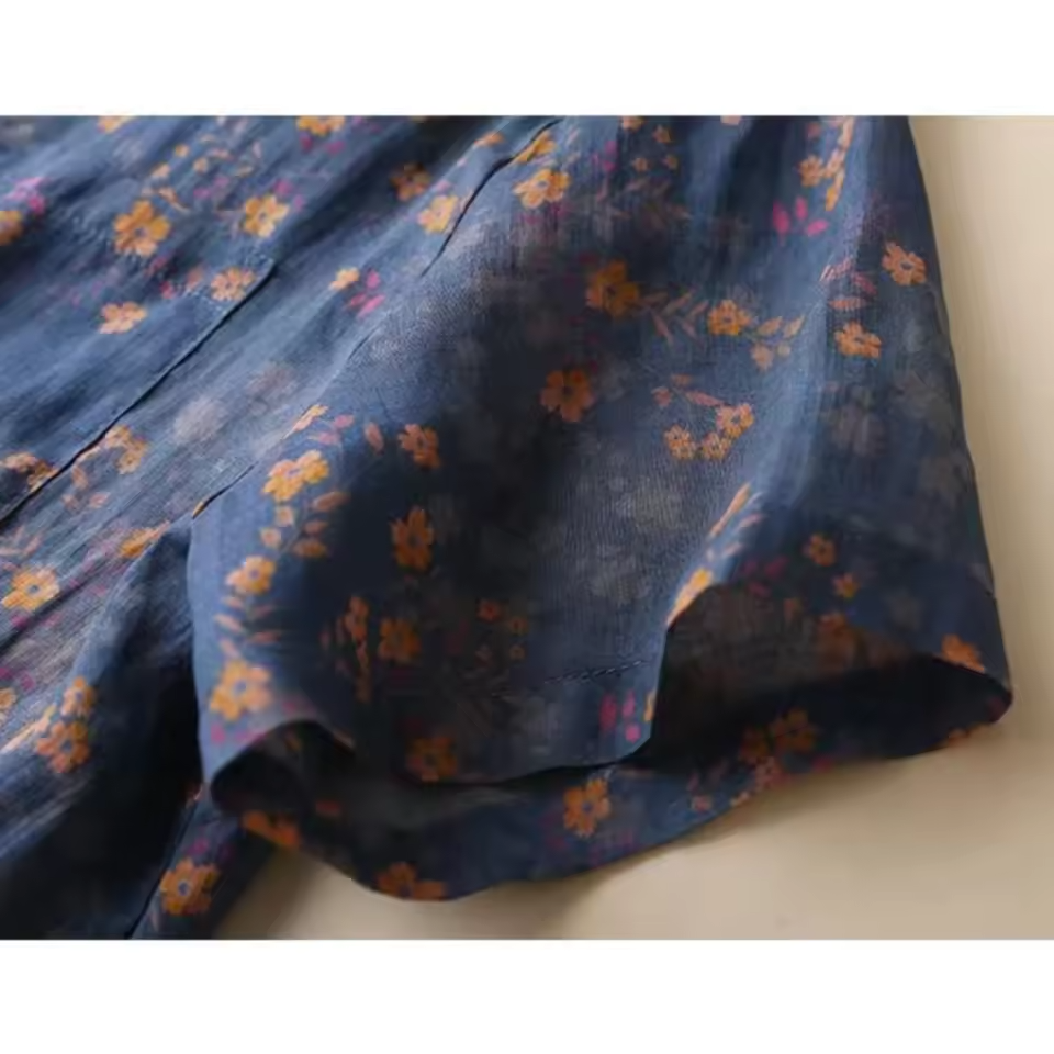 Relaxed Fit Floral Half-Placket Shirt for Women – Stylish & Breathable