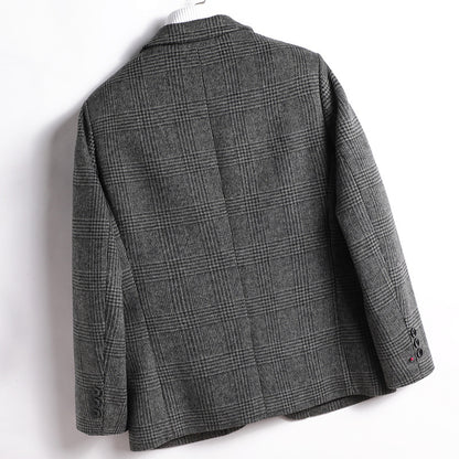 Men's Wool Blazer Notch Lapel Single Breasted