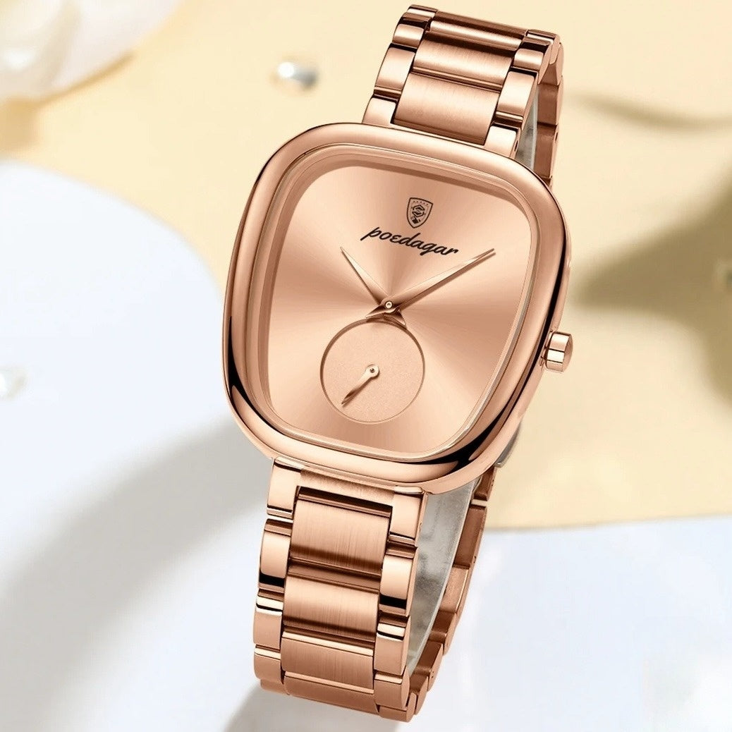 Isla Cushion Case Sunburst Wristwatch | Sub-Dial Link Bracelet Wristwatch