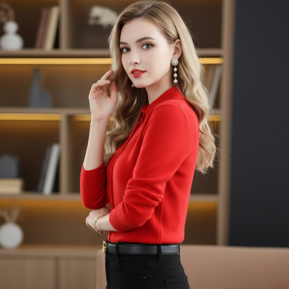 Sienna Regular Fit Knit Shirt | Collared Long Sleeve Knit Shirt