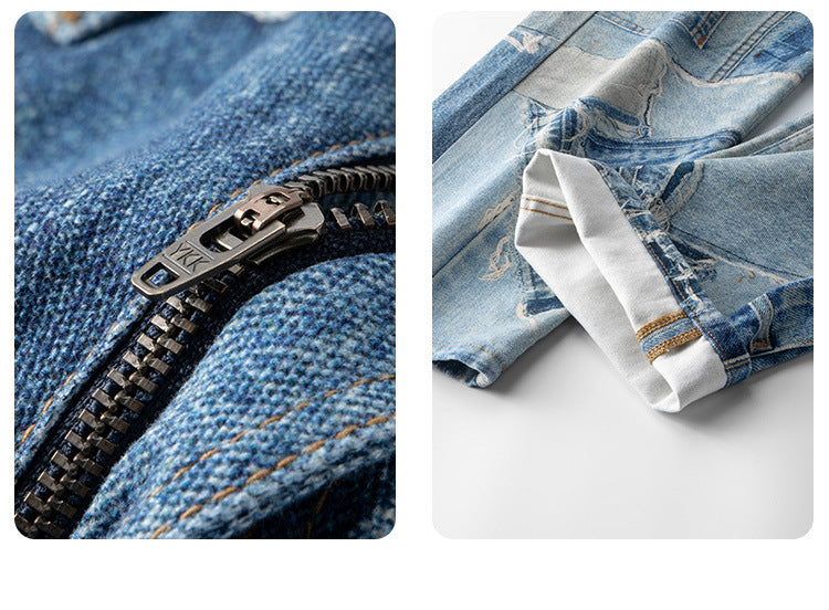 Men's Loose Straight Light Wash Cotton Jeans