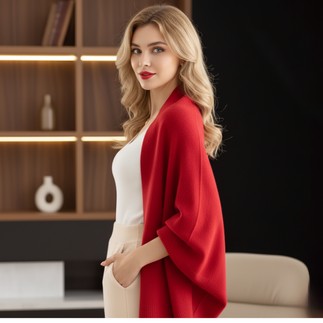 Rosie Relaxed Fit Shawl | Open Front Hip-Length Shawl