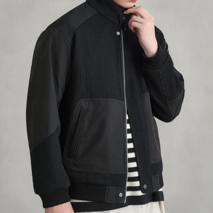 Oscar Relaxed Fit Bomber Jacket | Stand Collar Hip-Length Bomber Jacket