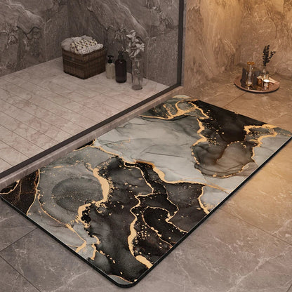 Contemporary Non-Slip Marble Pattern Bath Mat