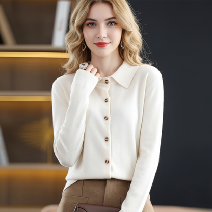 Sienna Regular Fit Knit Shirt | Collared Long Sleeve Knit Shirt