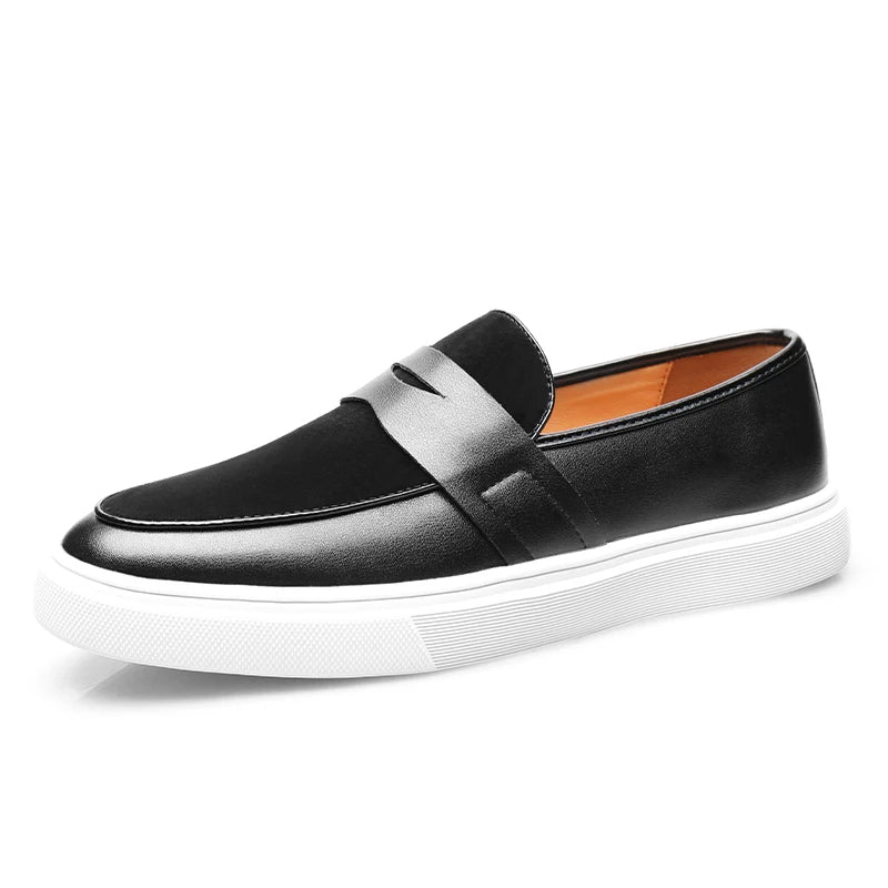 Oliver Mixed Material Loafers | Penny Strap Slip-On Loafers