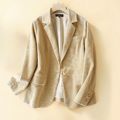 Sienna Ribbed Collared Blazer | Button Front Flap Pockets Blazer