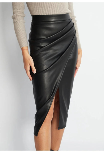Isla Slim Fit Wrap Skirt | Sculpted Draped Midi Skirt