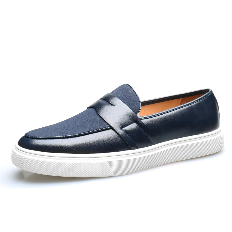 Oliver Mixed Material Loafers | Penny Strap Slip-On Loafers