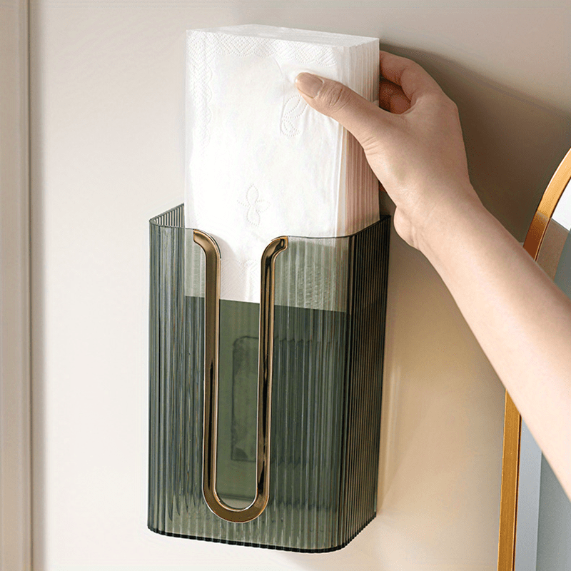 Minimalist Ribbed Acrylic Tissue Dispenser with Shelf