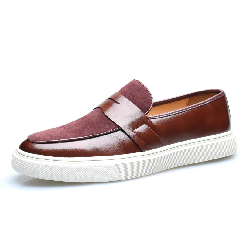 Oliver Mixed Material Loafers | Penny Strap Slip-On Loafers