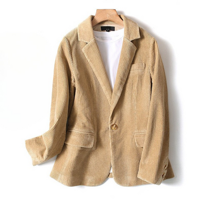 Sienna Ribbed Collared Blazer | Button Front Flap Pockets Blazer
