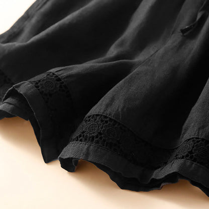 Relaxed Fit Mid-Thigh Shorts with Lace Trim for Women – Comfortable Casual Style