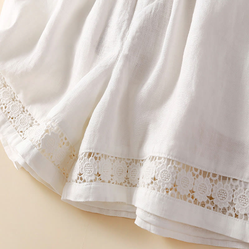 Relaxed Fit Mid-Thigh Shorts with Lace Trim for Women – Comfortable Casual Style