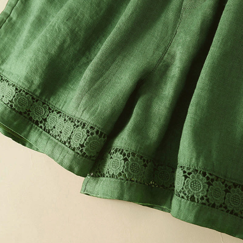 Relaxed Fit Mid-Thigh Shorts with Lace Trim for Women – Comfortable Casual Style