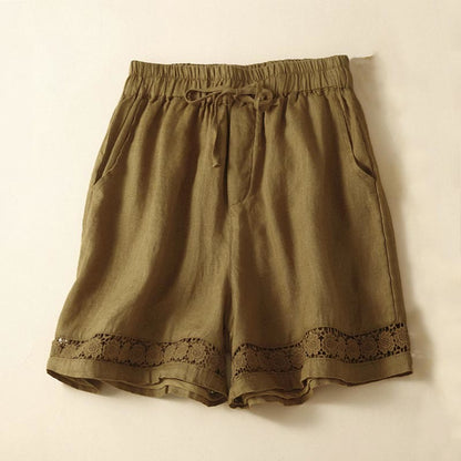 Relaxed Fit Mid-Thigh Shorts with Lace Trim for Women – Comfortable Casual Style