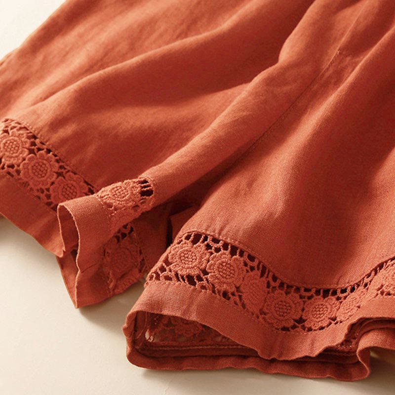 Relaxed Fit Mid-Thigh Shorts with Lace Trim for Women – Comfortable Casual Style