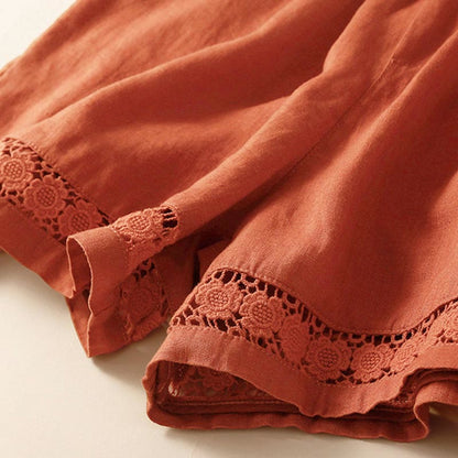 Relaxed Fit Mid-Thigh Shorts with Lace Trim for Women – Comfortable Casual Style