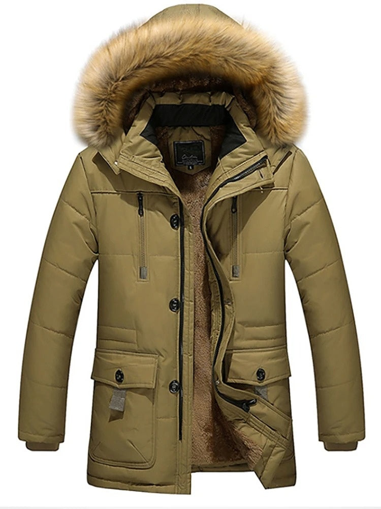 Oscar Padded Hooded Parka | Fur Trim Button Front Parka
