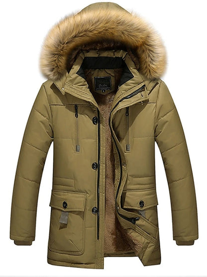 Oscar Padded Hooded Parka | Fur Trim Button Front Parka