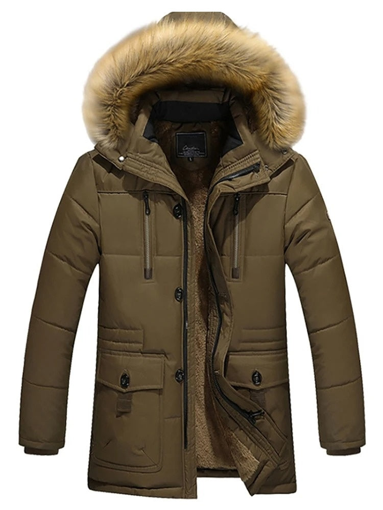 Oscar Padded Hooded Parka | Fur Trim Button Front Parka