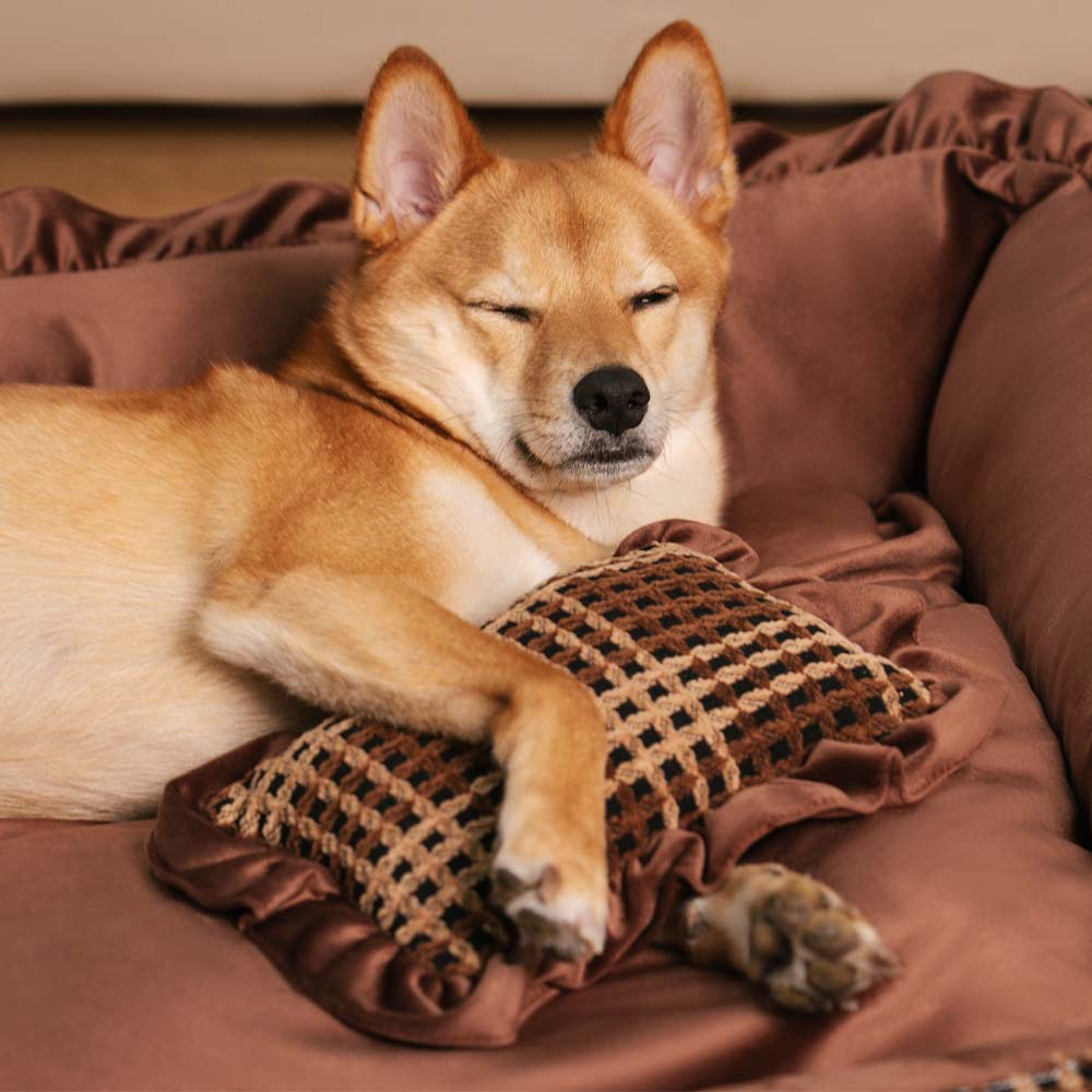 Orthopedic Dog Bed with Velvet Plaid Design