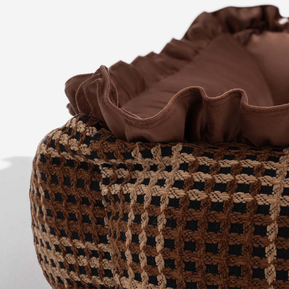 Orthopedic Dog Bed with Velvet Plaid Design