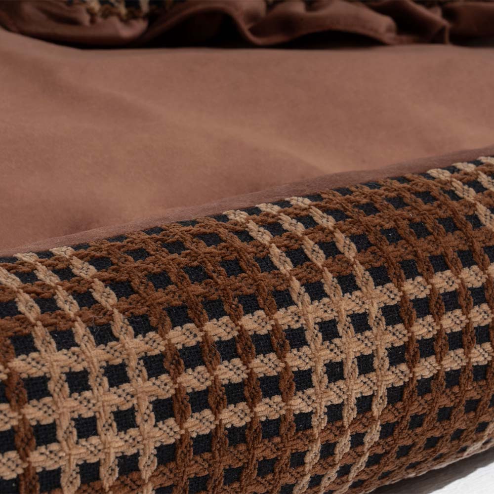 Orthopedic Dog Bed with Velvet Plaid Design