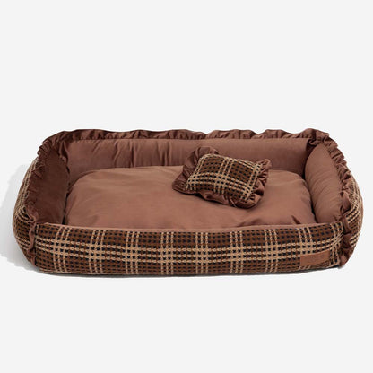 Orthopedic Dog Bed with Velvet Plaid Design