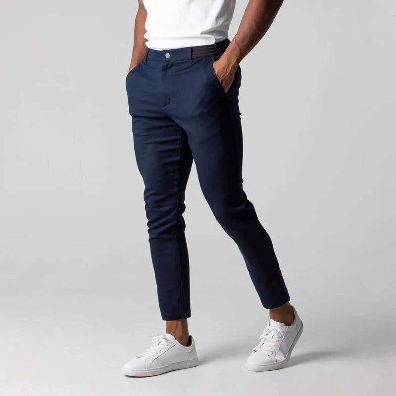 Oliver Slim Fit Ankle-Length Chinos | Button Closure Slanted Pockets Chinos