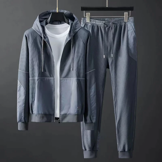 Benjamin Relaxed Fit Hooded Jacket and Joggers Two-Piece Set | Solid Casual Tracksuit