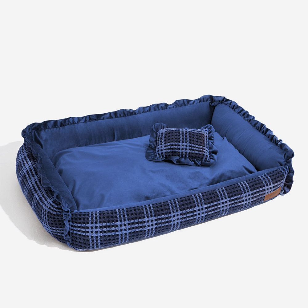 Orthopedic Dog Bed with Velvet Plaid Design