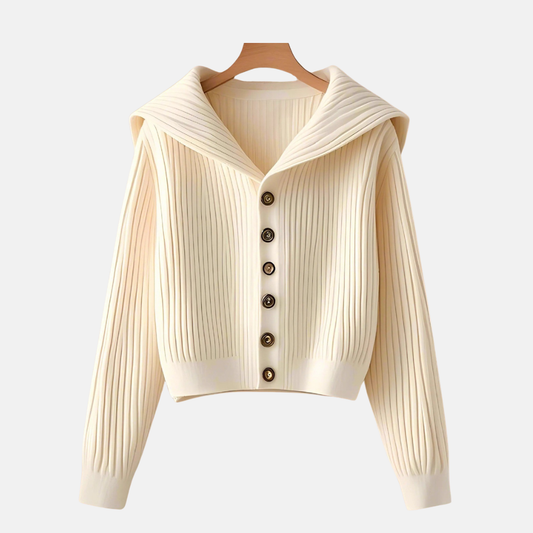 Isla Cropped Cardigan | Shawl Collar Ribbed Cardigan